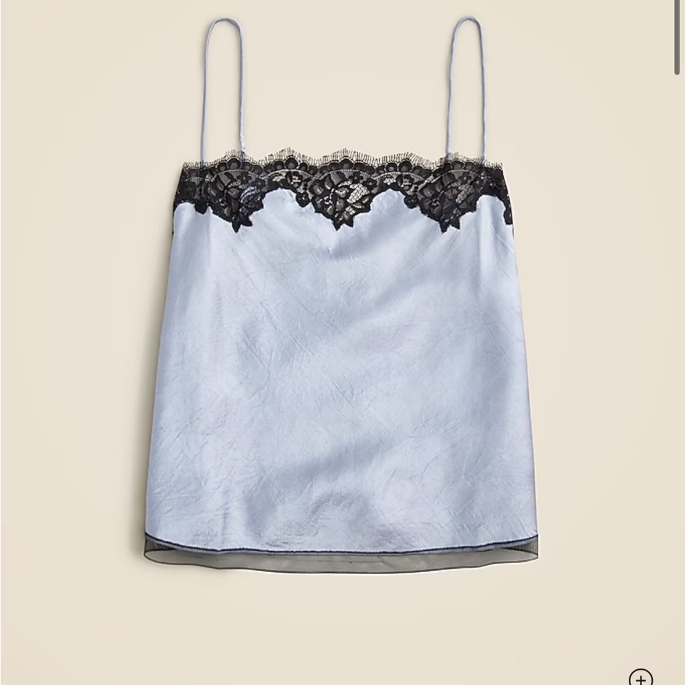 J Crew Lace-Trim Camisole Top in Textured Satin in Medium